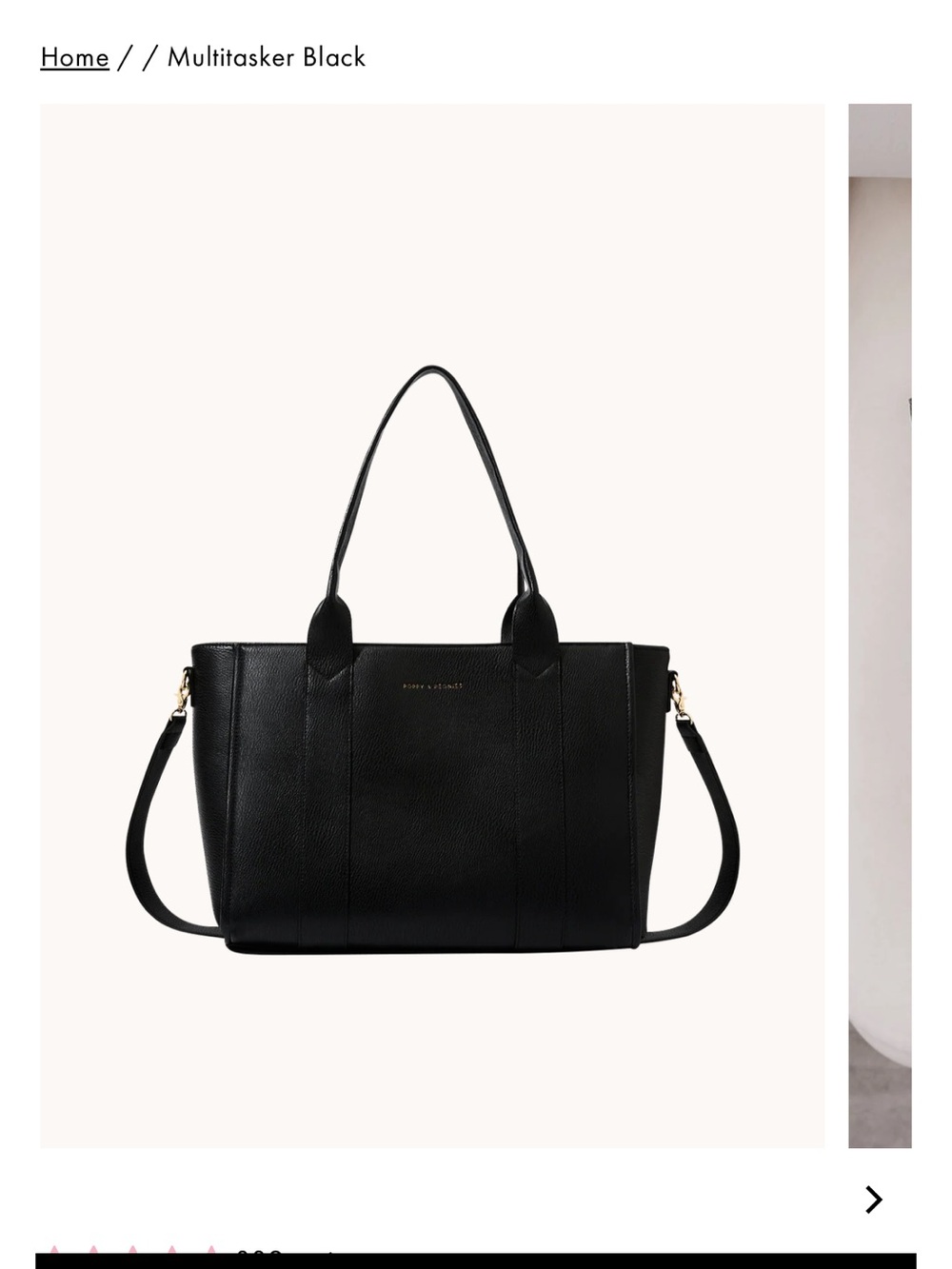 Poppy & Peonies Black Multitasker Tote with Detachable Strap